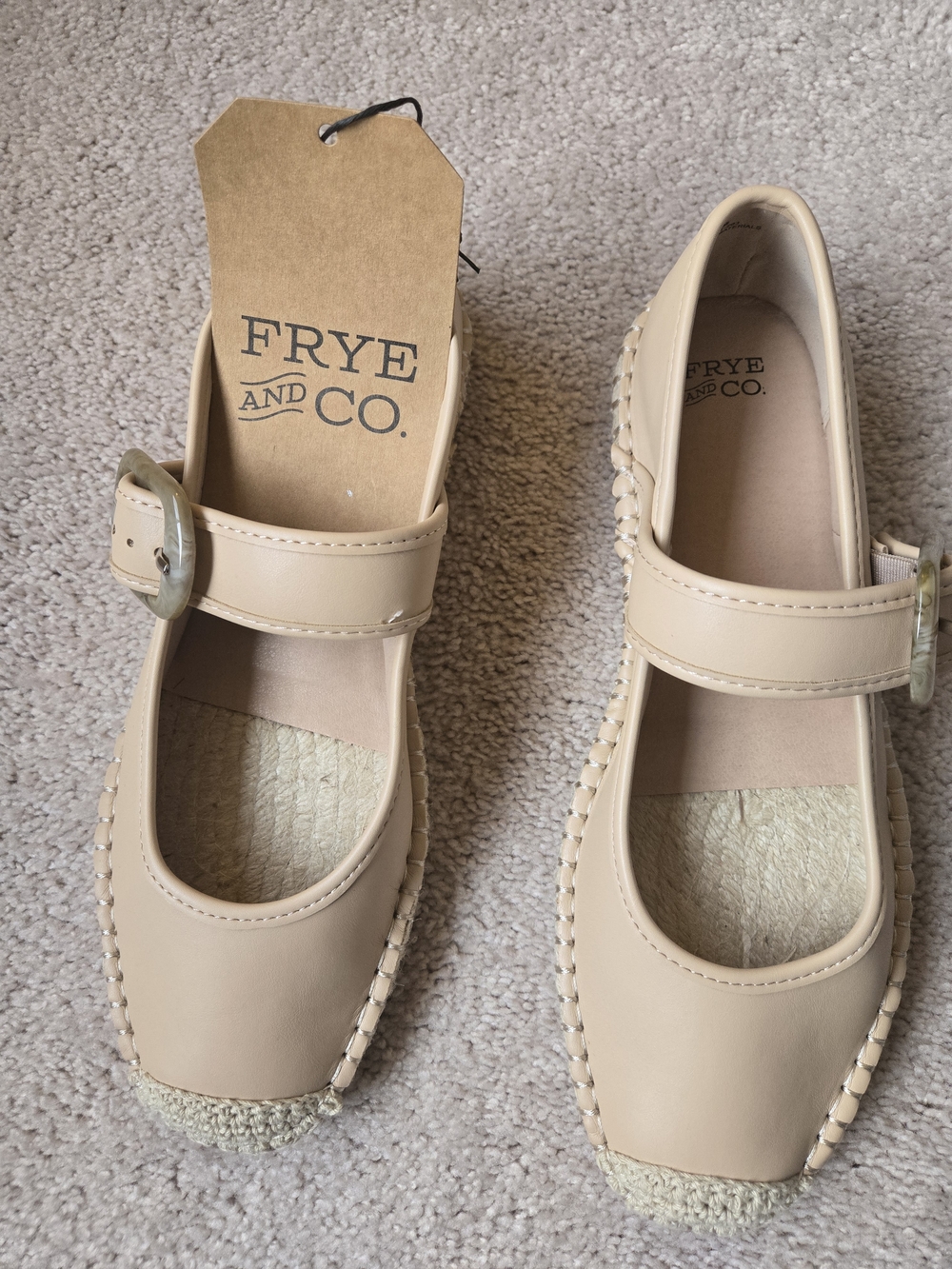 FRYE AND CO. Women's Beige Mary Jane Espadrille Flats